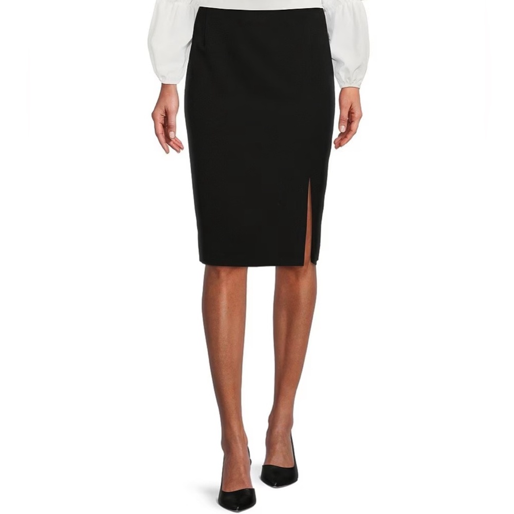 🌻Black High Slit Stretchy Fitted Black Skirt